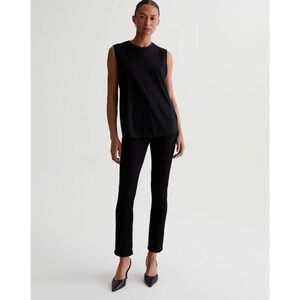 AG Adriano Goldschmeid Mari Mid-Rise Slim Straight in Super Black Corduroy.‎